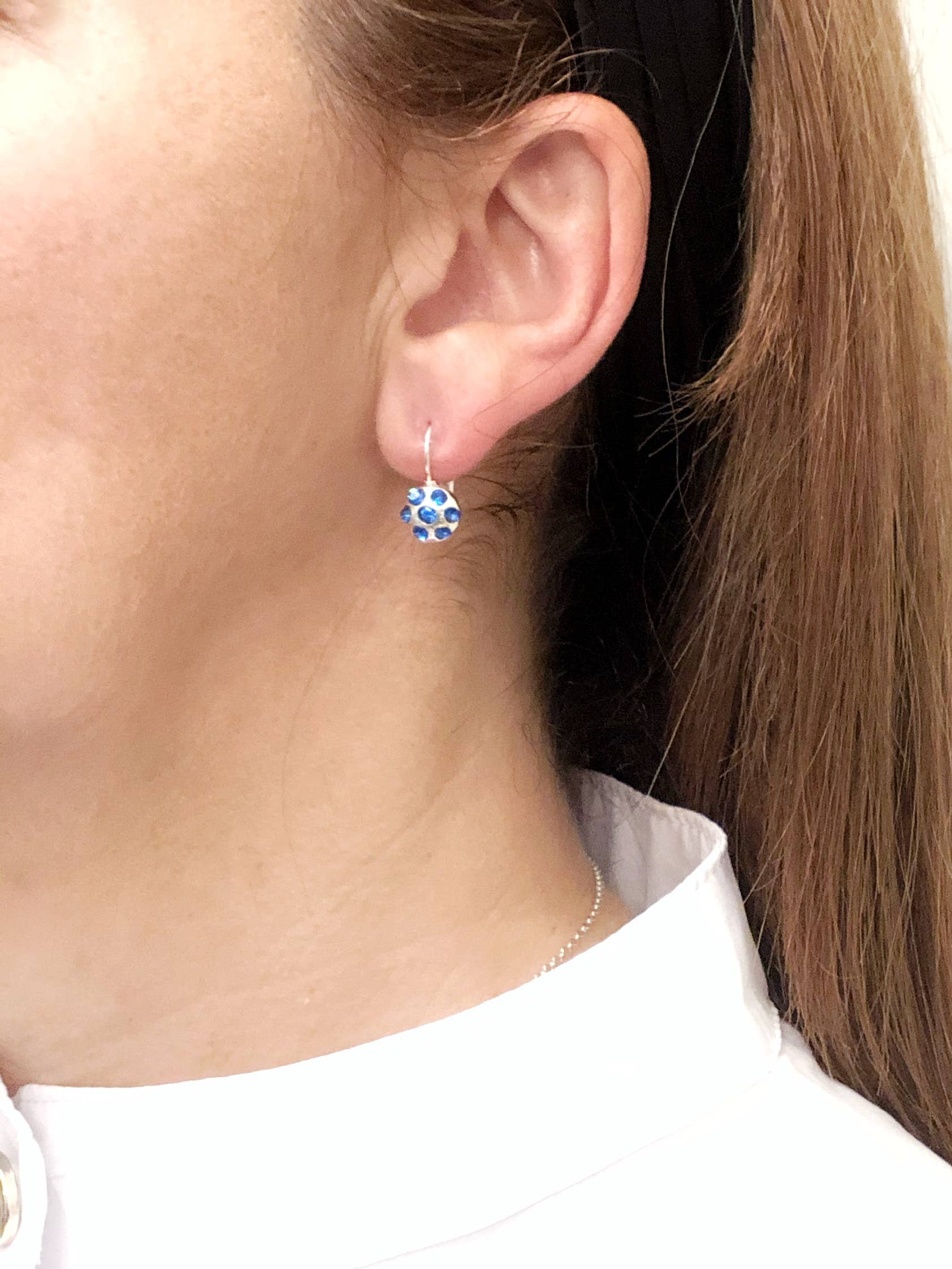 Gloria Mago - Wholesale Dangle Earrings - Silver plated earring “Mayo” blue Swarovski2