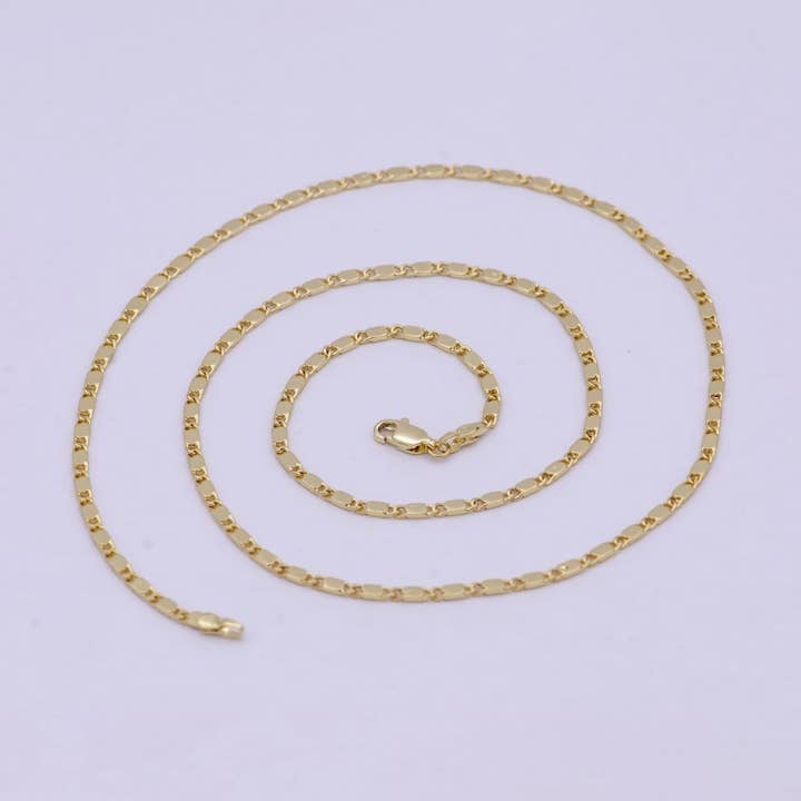23,5 tommer rullefærdig kæde, 14K guldfyldt flad ledkæde, fin 2,4 mm unik halskæde med hummerlåse | WA-621 Rydningspris for engroshandel hos Aim Eternal