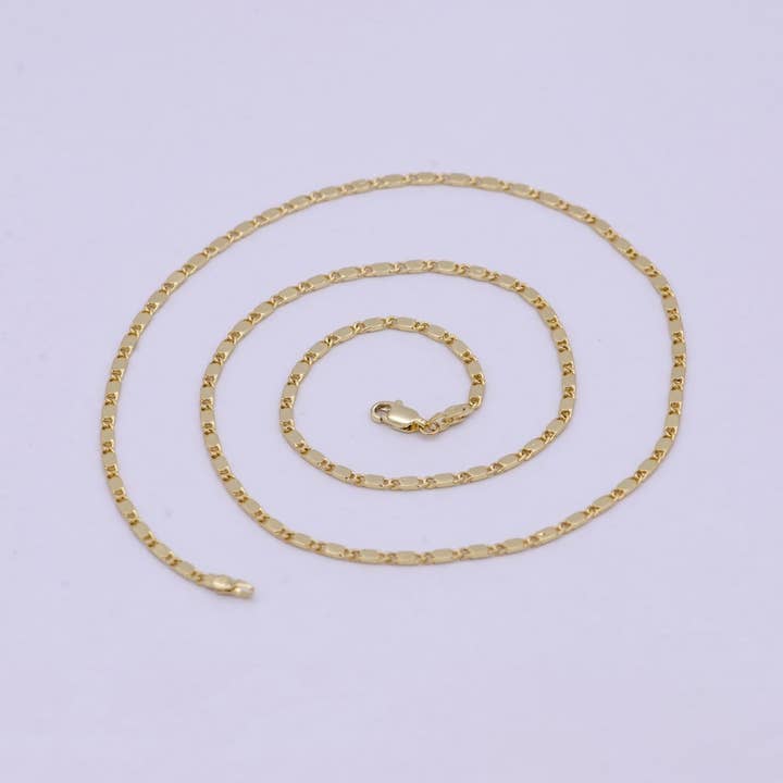 23.5 Inch Scroll Finished Chain, 14K Gold Filled Flat Link Chain, Dainty 2.4mm Unique Necklace with Lobster Clasps | WA-621 Clearance Pricing for wholesale by Aim Eternal