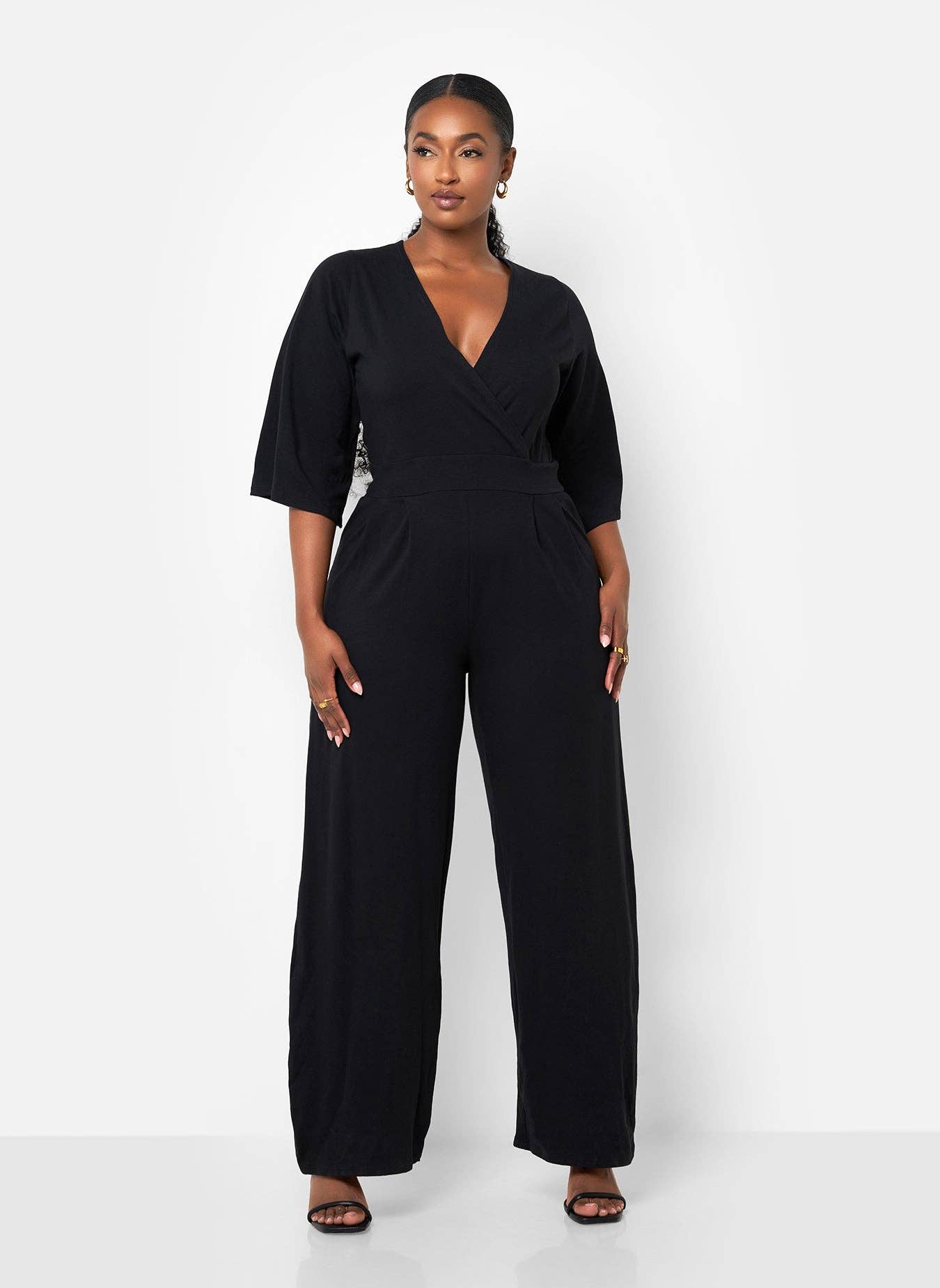 Karma Pleated Wide Leg Jumpsuit - Black for wholesale on Faire1