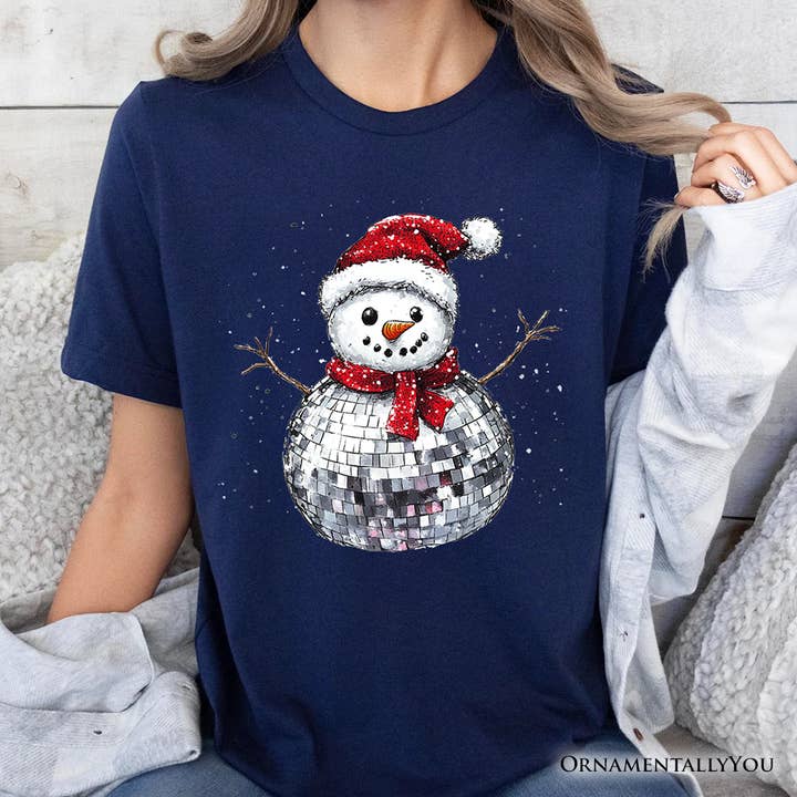 OrnamentallyYou - Wholesale Screen printed t-shirt – Women′s - Disco Snowman Christmas T‑Shirt, Retro Holiday for Dancers4