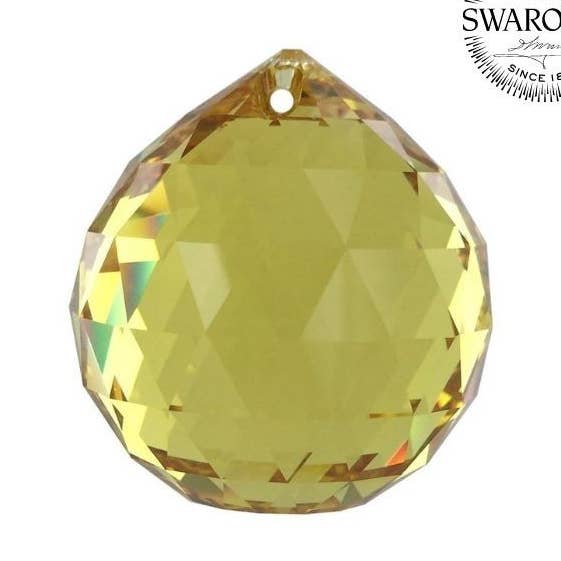 Casa Lotus - Vente Pierre et cristal de spiritualité - Boule de Cristal Multiface Swarovski Jaune - 40 mm0