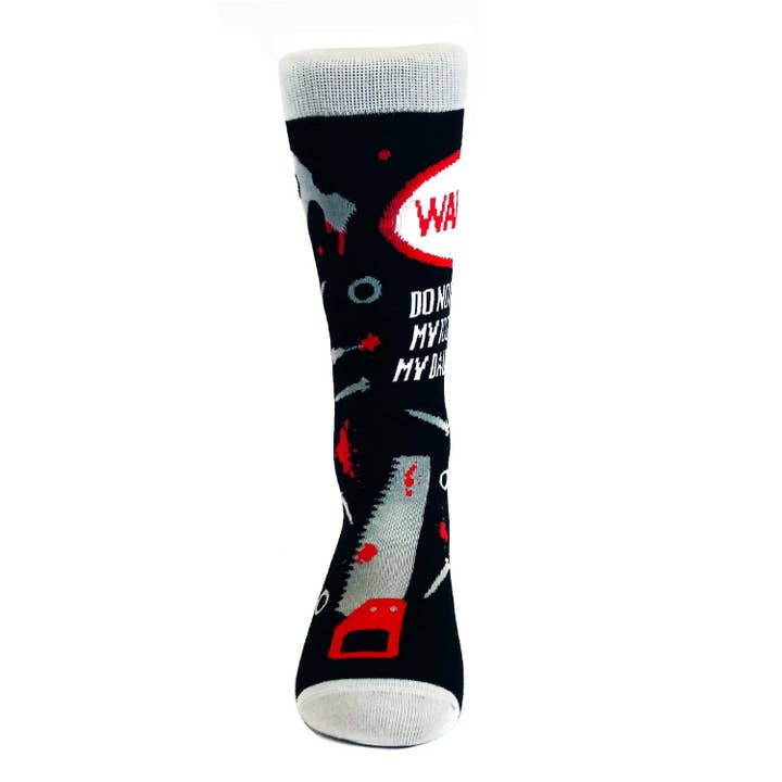 Black Mens Don't Touch My Tools Or My Daughter Socks Dad Joke for wholesale on Faire