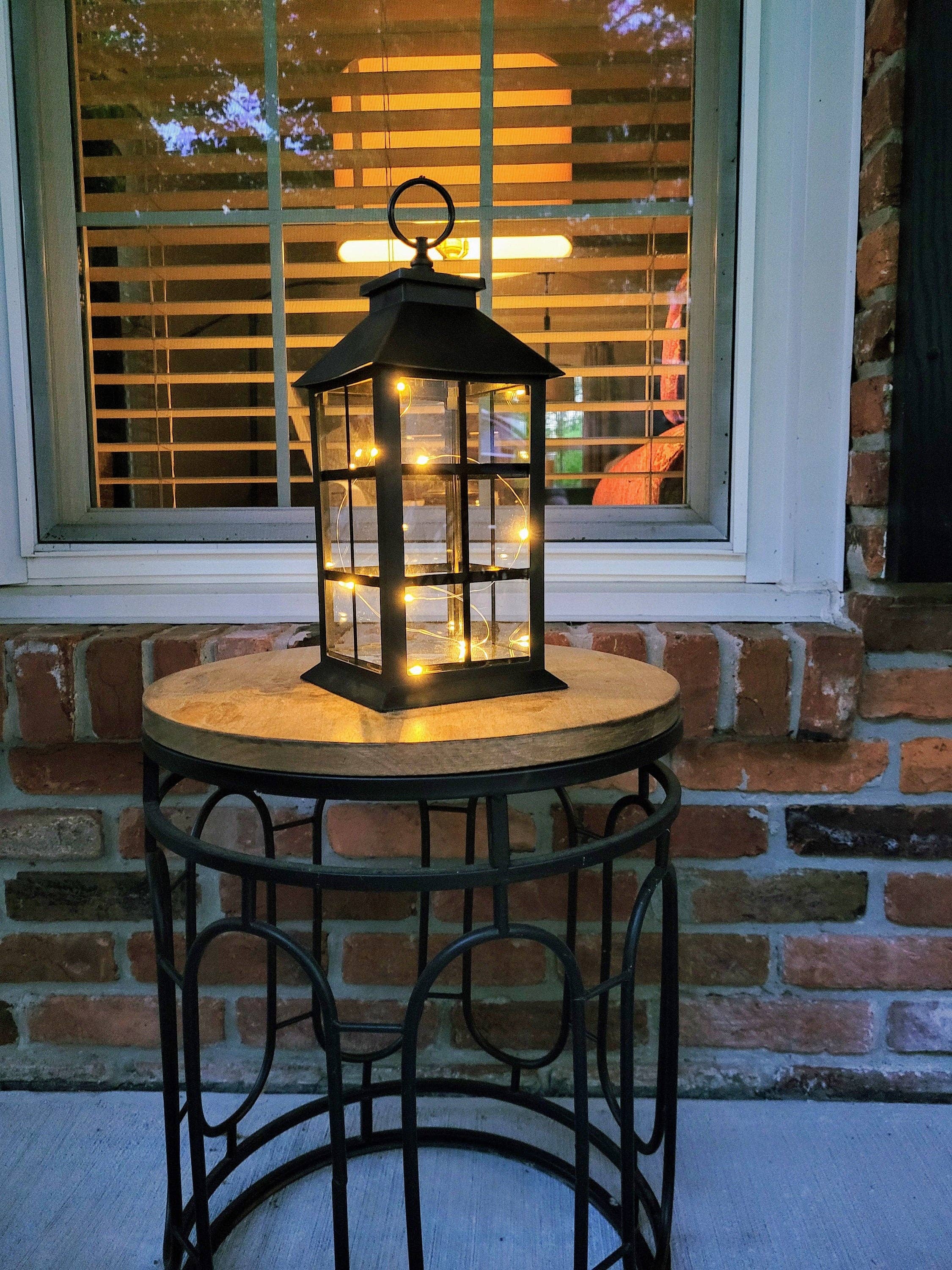 Green Pastures Wholesale - Wholesale Lantern - Lantern -12'' Hanging lantern with fairy lights/multi colors4