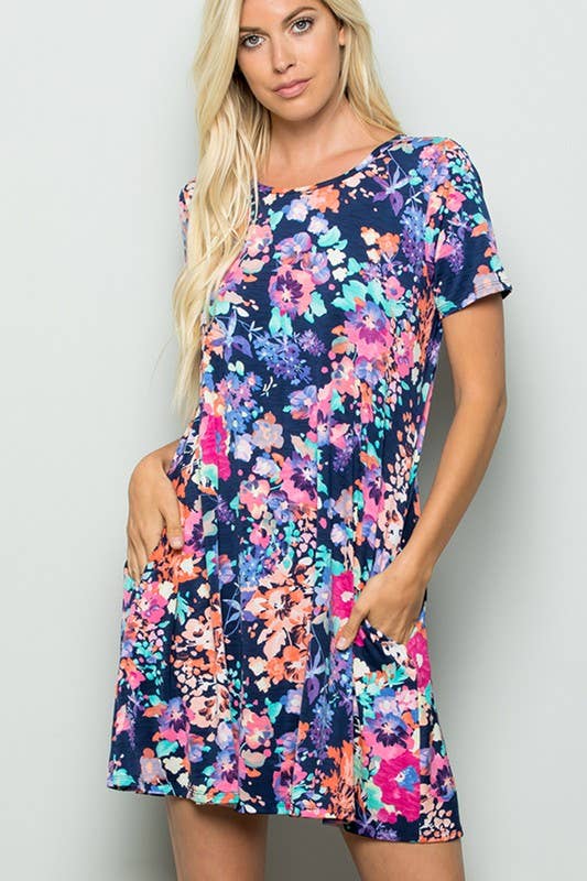 SD1081-19 MULTI COLOR FLORAL PRINT DRESS for wholesale on Faire1