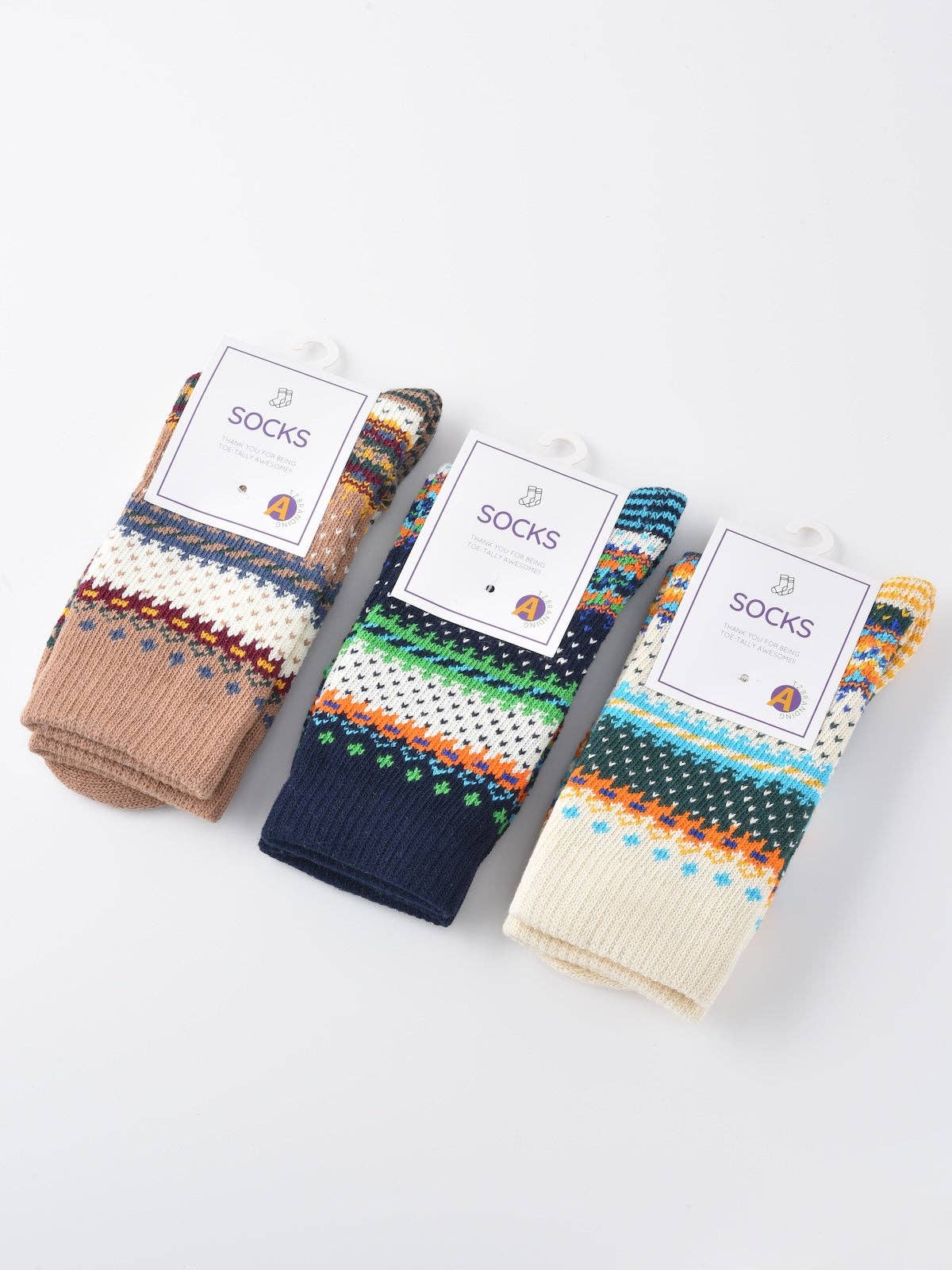 Funkyrel® Atzbranding Limited - Wholesale Socks - Women's - Rufia - Retro Checkered Knit Crew Socks for Winter11
