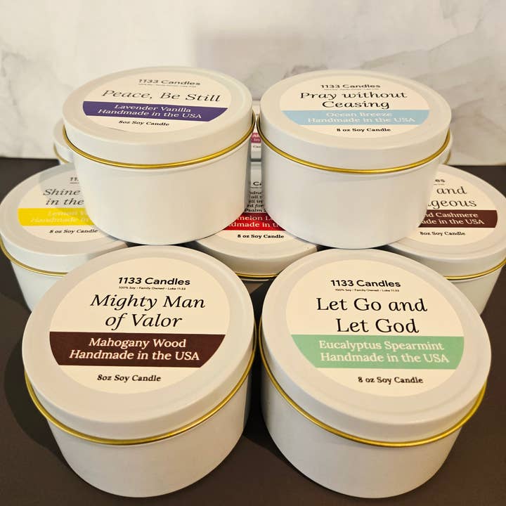 1133 Candles - Wholesale Travel Candles - Soy Candle Bundle of 10 | Faith Based | Made in USA1