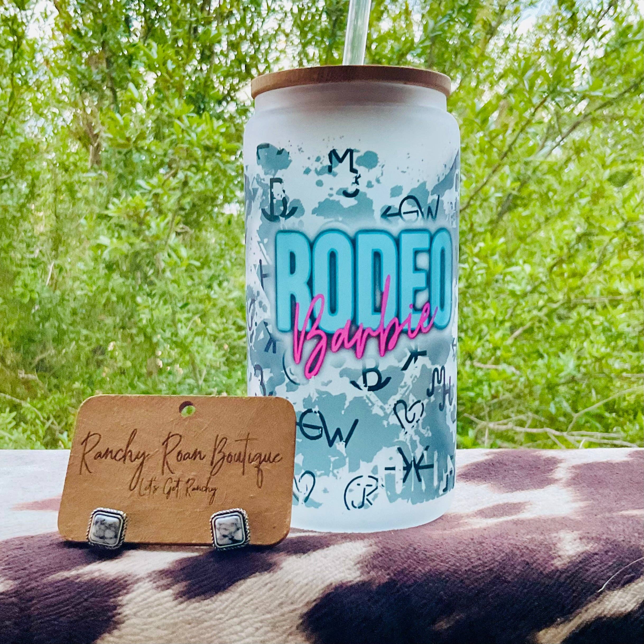 Ranchy Roan Boutique - Wholesale Insulated Mug/Tumbler - Rodeo ‘Babe’ Frosted Can Glass | Western Brand Print | Exclusive Design1