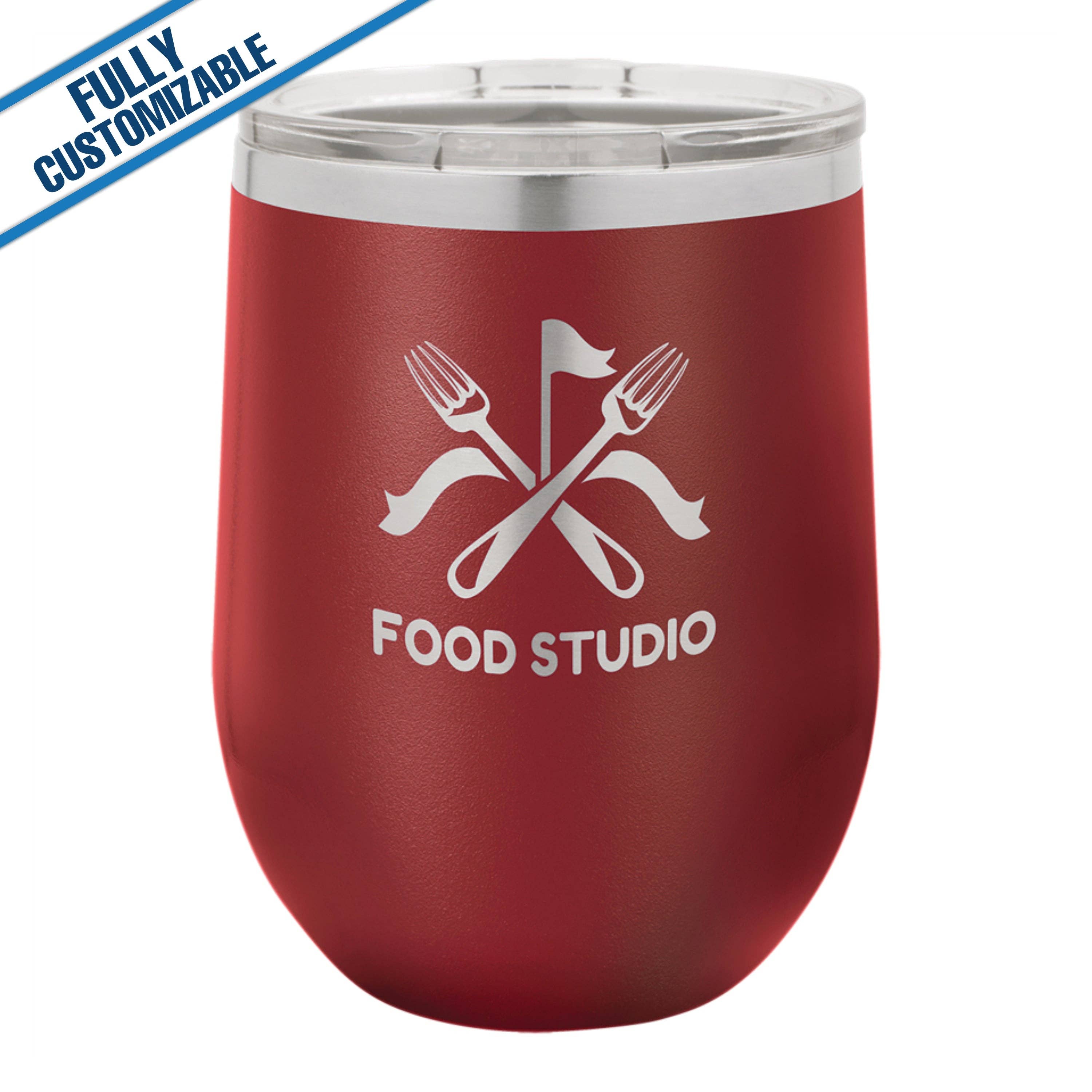 GiftWorksPlus - Vente Gourde/bouteille isotherme - 12 oz. Gobelet à vin gravé sans pied entièrement personnalisable12