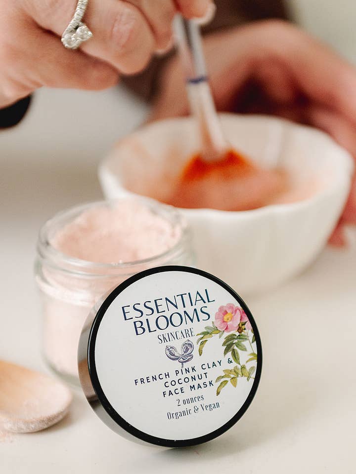 French Pink Clay & Coconut Face Mask for wholesale by Essential Blooms Body & Skincare