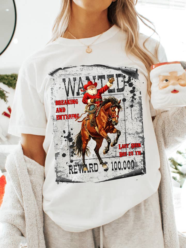 Christmas Wanted Santa Tee Sweatshirt Tank Long Sleeve for wholesale by By Jodi LLC