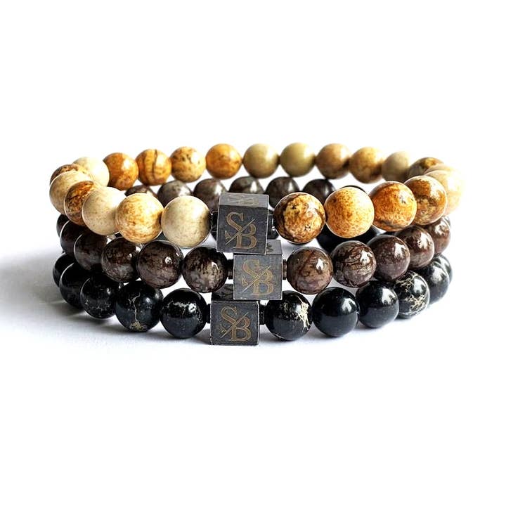 Conjunto marrom triplo por atacado de Stoney Bracelets