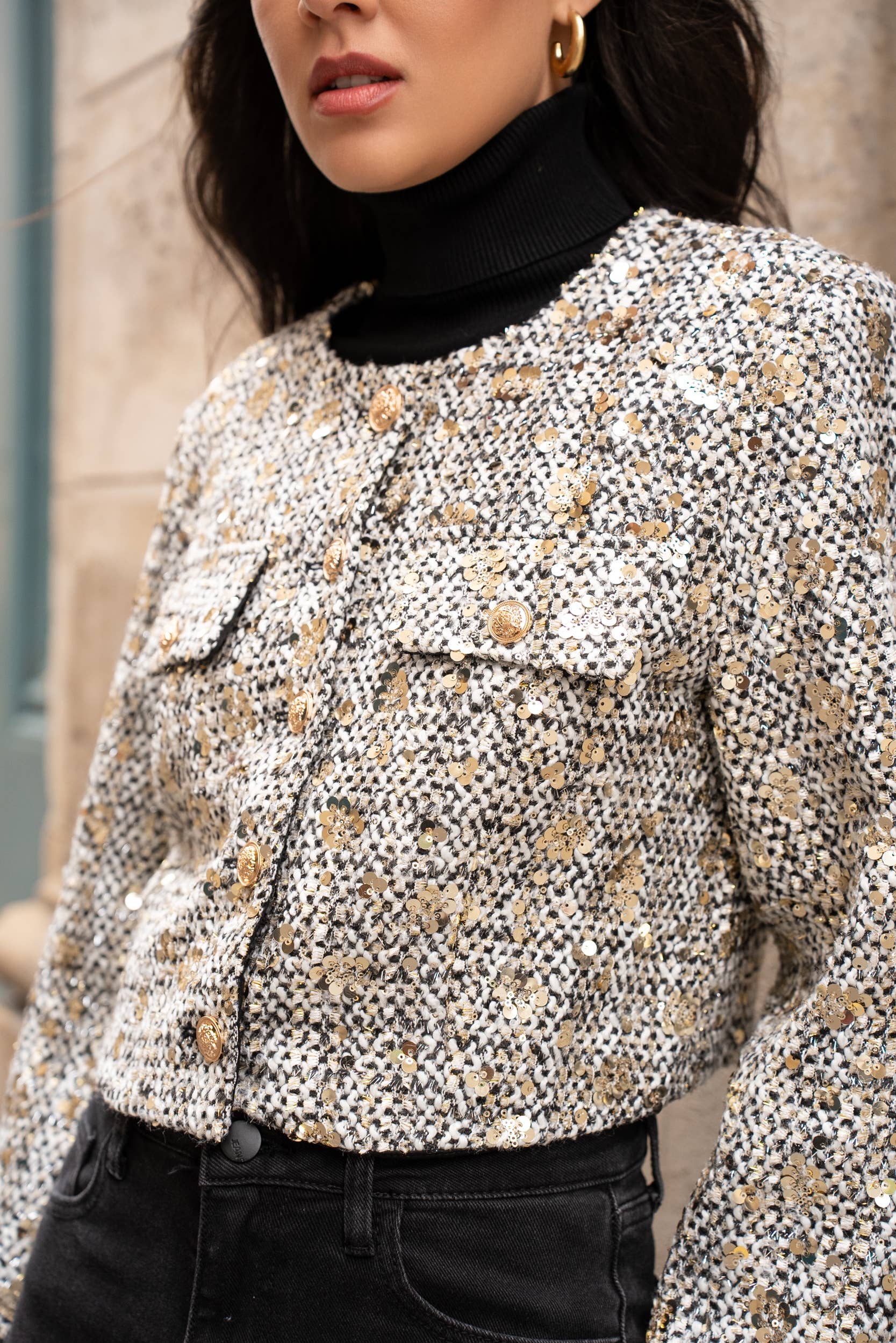 CHOKLATE PARIS - Wholesale Jacket - Women's - Jenny short sequin tweed jacket - CK08346-52
