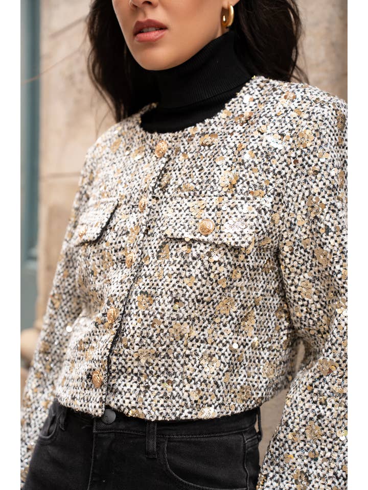 CHOKLATE PARIS - Wholesale Jacket – Women's - Jenny short sequin tweed jacket - CK08346-52