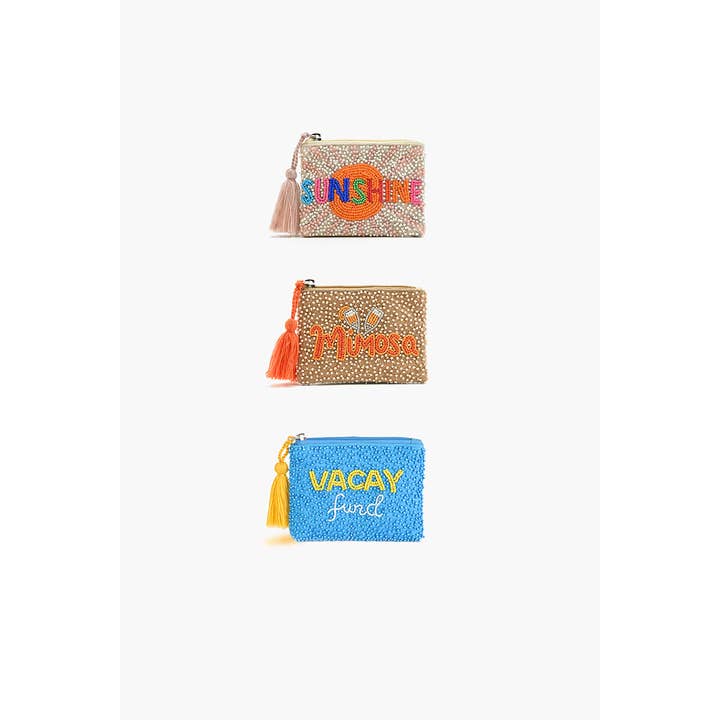 America & Beyond - Wholesale Coin Purse - Women's - Set of 3 Sunshine, Mimosa, and Vacay Fund