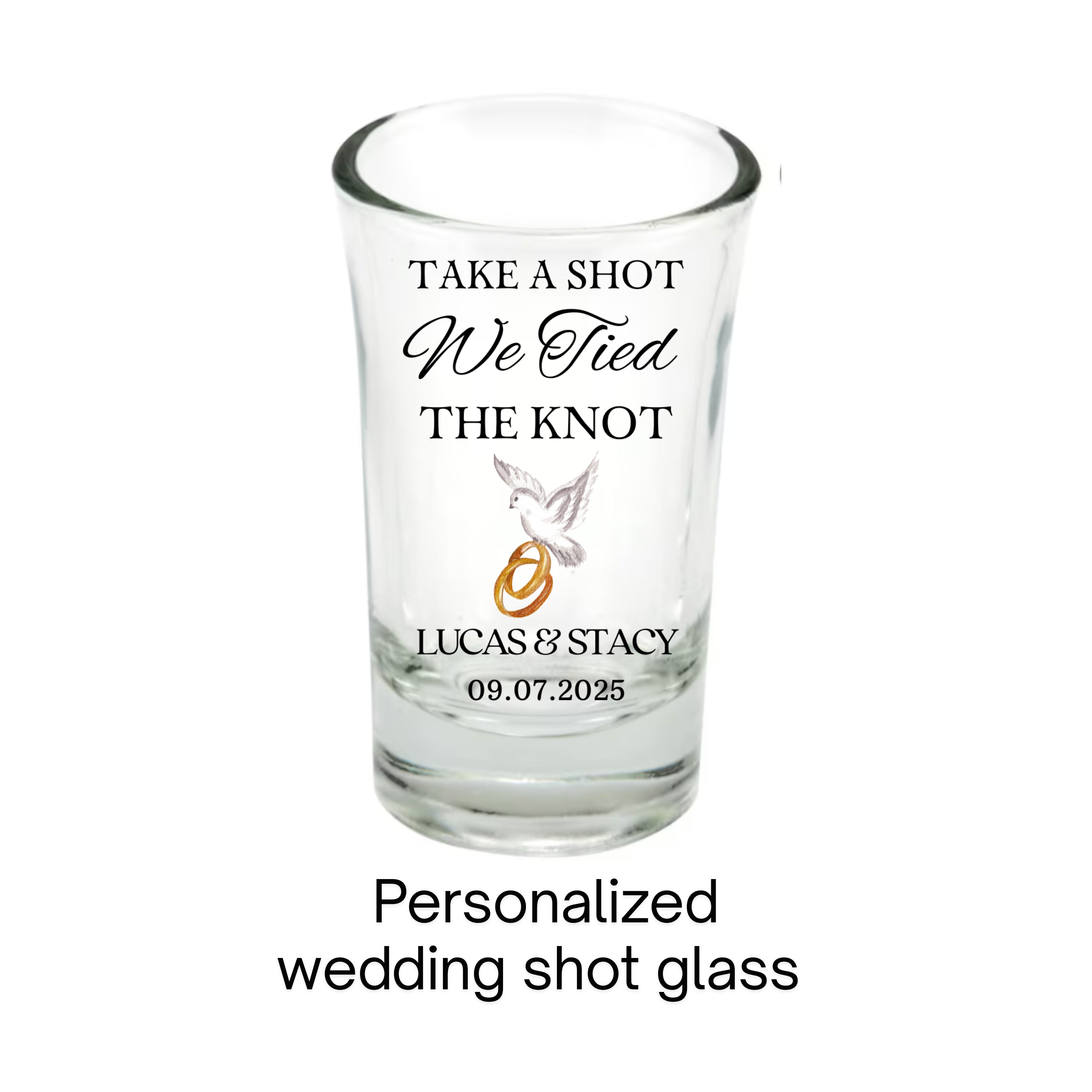 Unknown Designs - Wholesale Shot Glass - Personalized Mr & Mrs Favor / 54 Wedding Shot Glasses0
