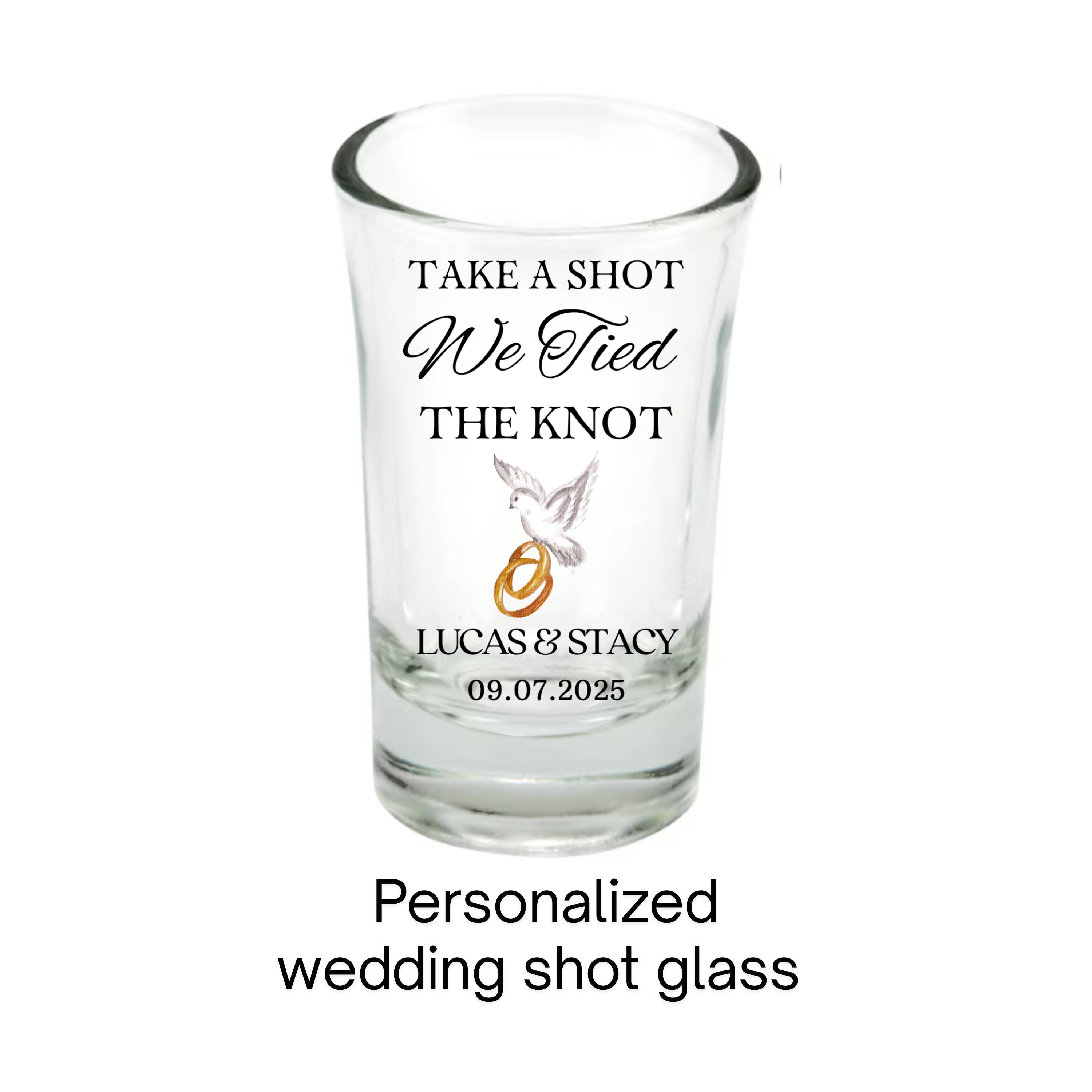 Unknown Designs - Wholesale Shot Glass - Personalized Mr & Mrs Favor / 54 Wedding Shot Glasses