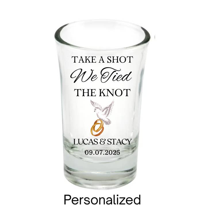 Unknown Designs - Wholesale Shot Glass - Personalized Mr & Mrs Favor / 54 Wedding Shot Glasses0