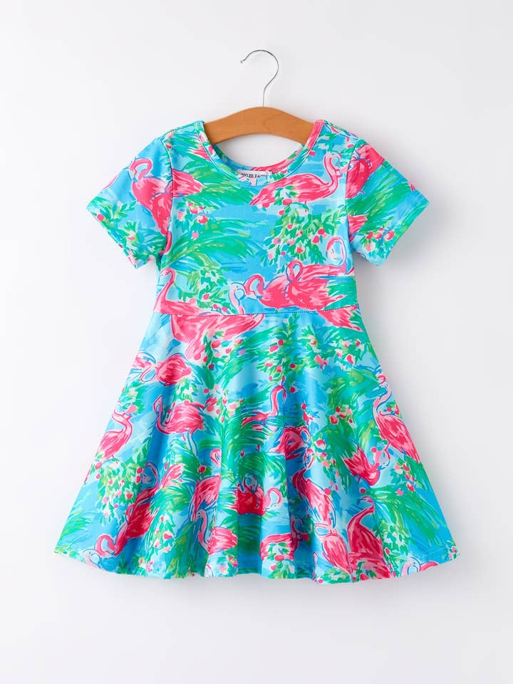 Summer Passion Flamingo Girls Dress for wholesale by Rylee Faith Designs