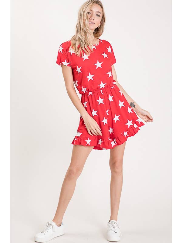 HEIMISH - Wholesale Romper - Women's - SP1030-15 PLUS SHORT SLEEVE ROUND NECK STAR PRINT ROMPER5