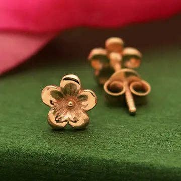 Pendientes de botón de flor de cerezo de bronce para venta al por mayor de Duke & Fox