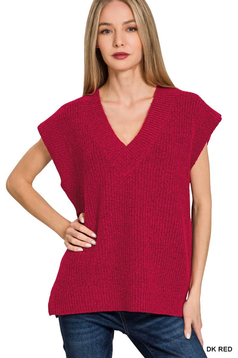 Vanilla Monkey - Vendita all'ingrosso Maglione smanicato - Donna - Gilet in maglia con scollo a V12