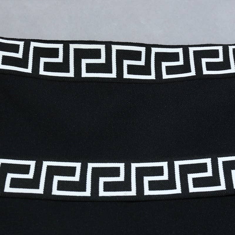 Noir JP014 Combinaison élégante à une épaule à bordure imprimée en vente sur Faire11