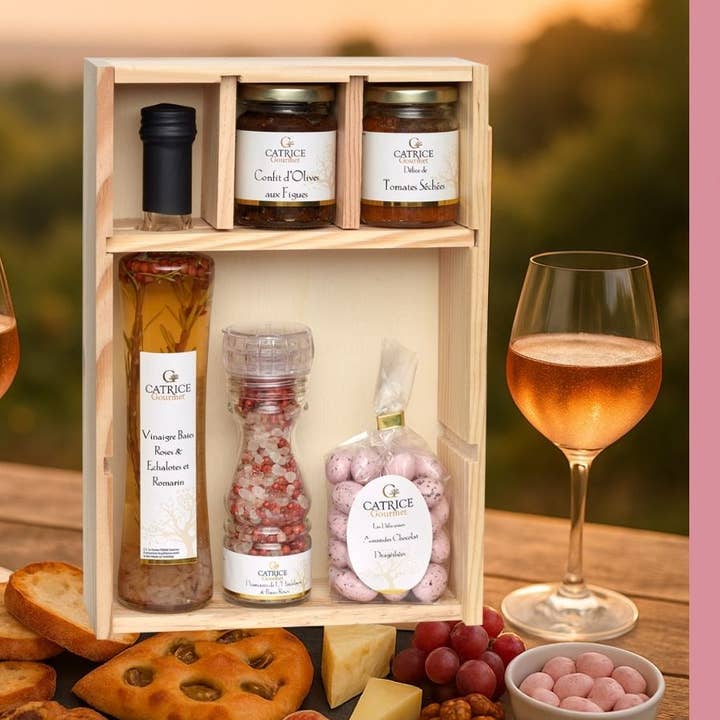 Cofanetto regalo gourmet - Cofanetto in legno Pink Gourmet per la vendita all'ingrosso da parte di CATRICE GOURMET