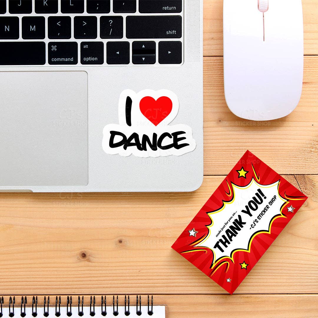 CJ's Sticker Shop - Wholesale Sticker - I Love Dance Sticker Vinylsticker1