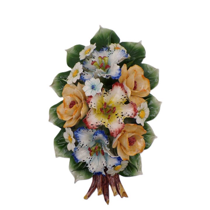 AF09 - Ramo de papoilas e flores em porcelana Made In Italy por atacado de LUEM ART ceramiche e porcellane di Capodimonte Made In Italy