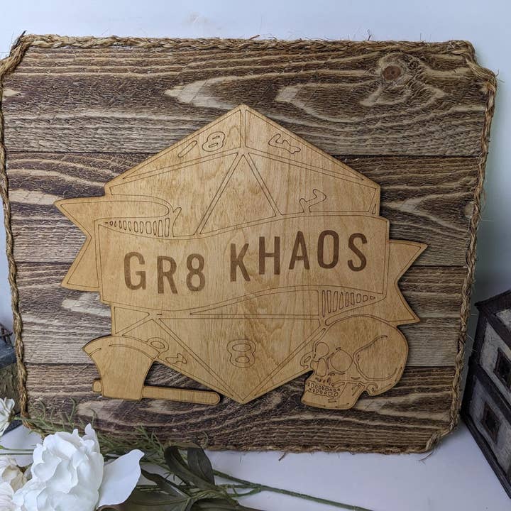 Campaign Display: Rustic Pinewood and Rope Dungeons & Dragons Campaign Sign for wholesale by EBONWOOD