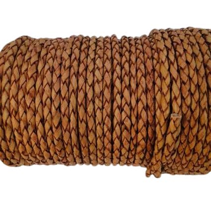 Cordón de cuero trenzado redondo de Oslo - marrón - 6 mm para venta al por mayor de Sun Enterprises B.V.
