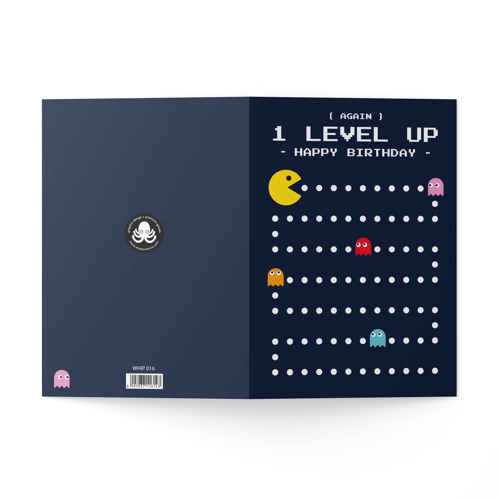 Studio Inktvis - Wholesale Birthday Card - Greeting card Pac Man birthday 1 level up1