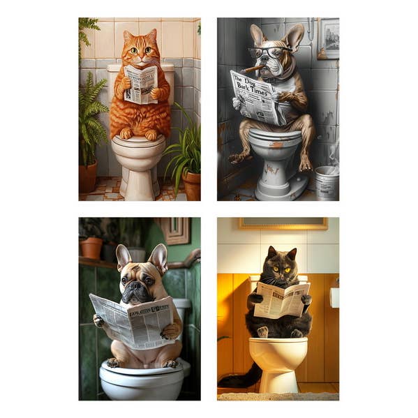 Cubby House by Malmar - Wholesale Decorative figurine - 20x30cm Tin Sign With Cat/Dog Toilet Design 4 Asstd0