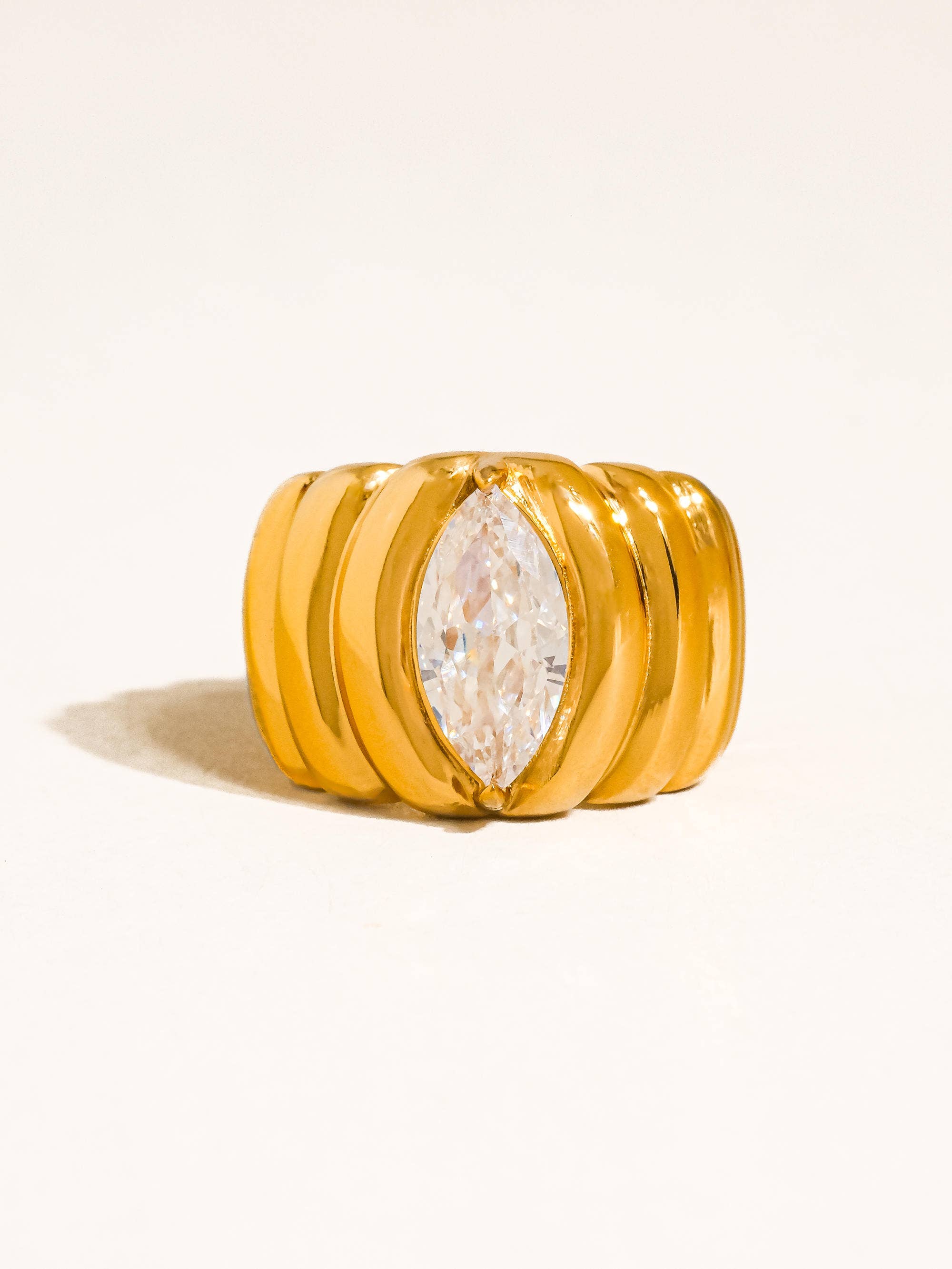 Ambré 18K Gold Non-Tarnish Marquise CZ Statement Ring for wholesale on Faire2
