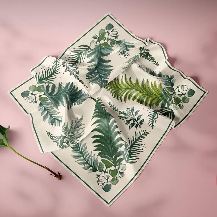 SueSilkHK - Wholesale Scarf - Women's - Vintage Hand-Drawn Fern Pattern Silk Scarf - Designer Original - Customizable Fabric and Size - Women's Scarf - Gift for Her1