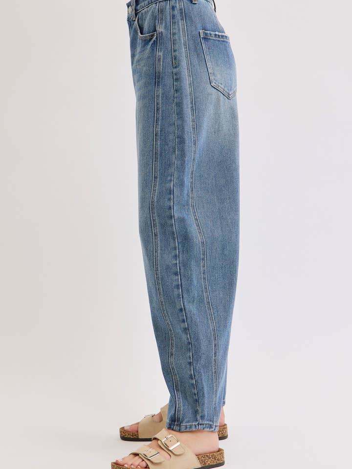 DENIM BLUE BARREL JEANS for wholesale on Faire20