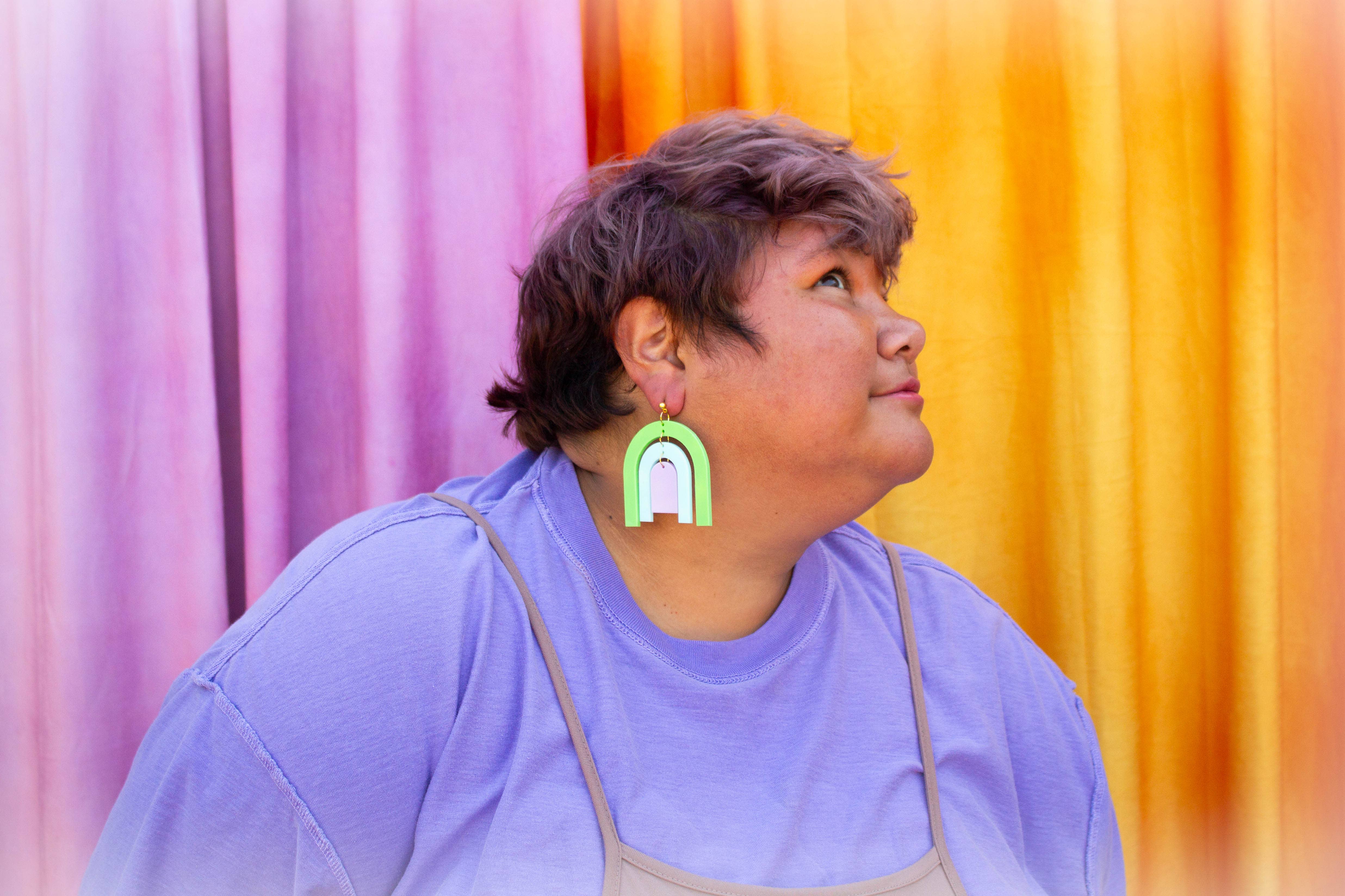 Sunshine Studio - Wholesale Dangle Earrings - Cascading Rainbow Pride Arch Earrings1