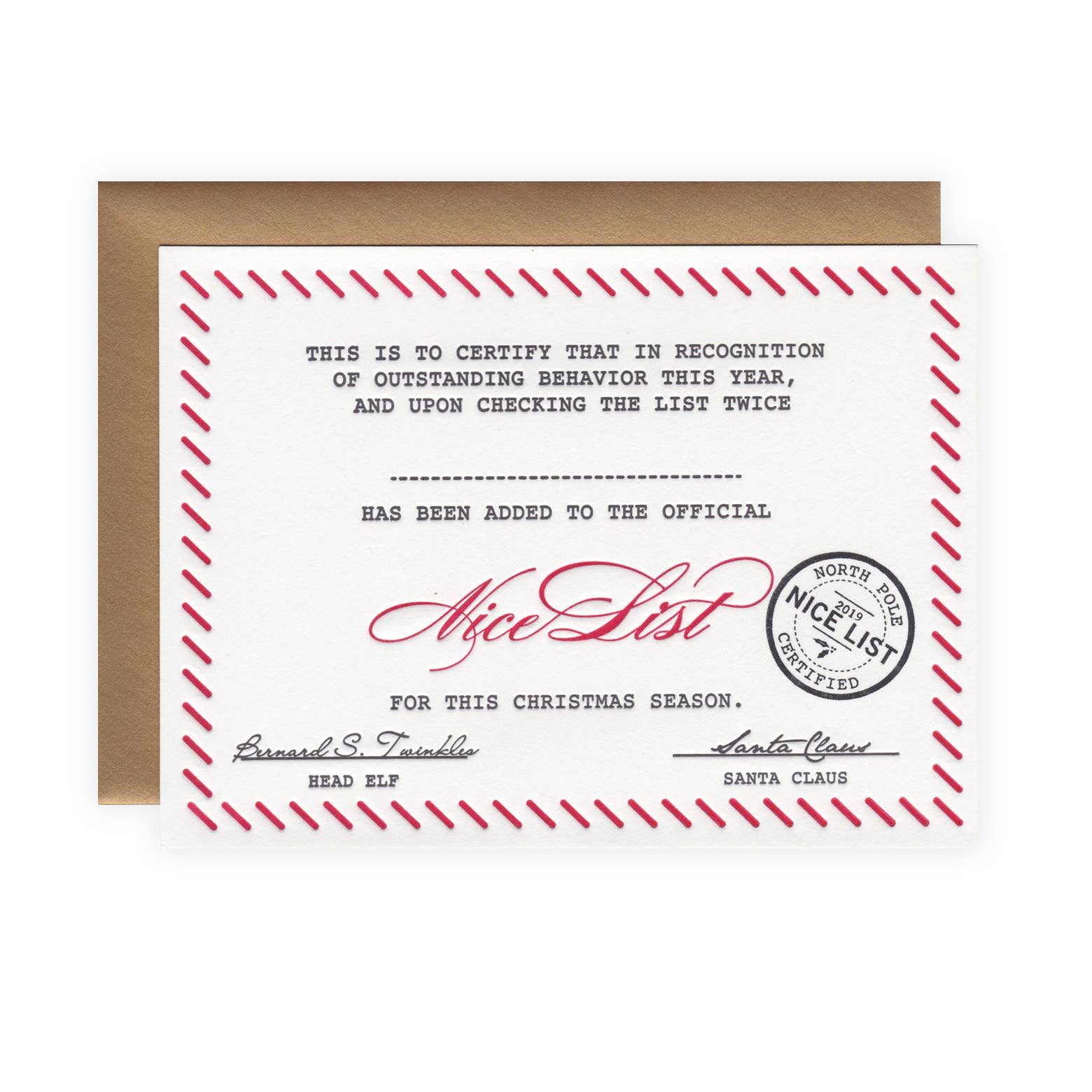 KB Paperie - Wholesale Christmas Card - Santa Nice List1