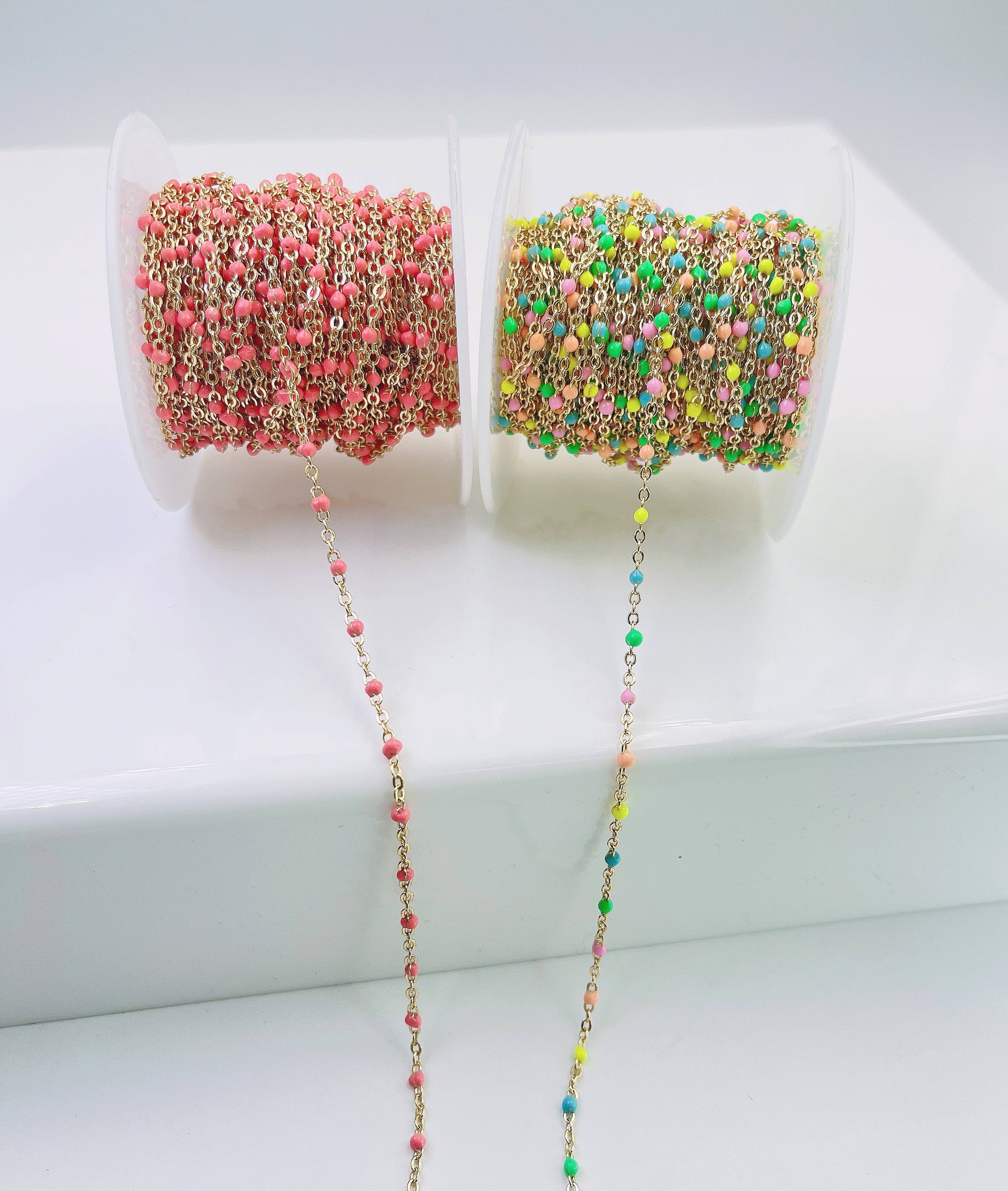 Beads Creation - Wholesale Craft Supplies - Multicolor Enamel Cable Paperclip Chain by Foot, CH30212