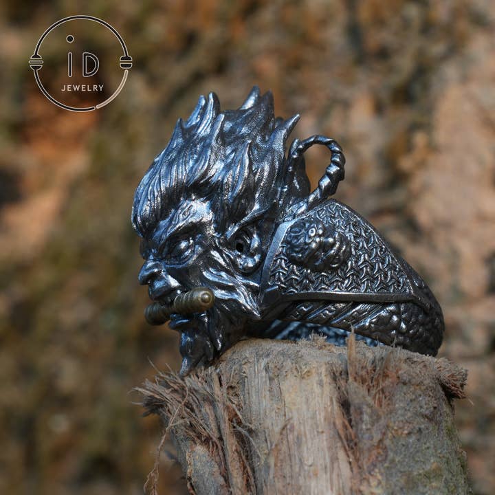 idjewelry - Wholesale Cocktail/Statement Ring - Black Wukong Ring - 925 Silver Gothic Design, Statement Jewelry for Fantasy Lovers2