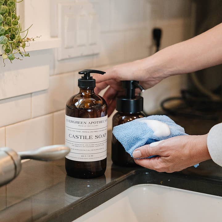Evergreen Apothecary - Wholesale Hand Soap/Wash - Castile Soap, 16oz, Glass Bottle, Multiple Options