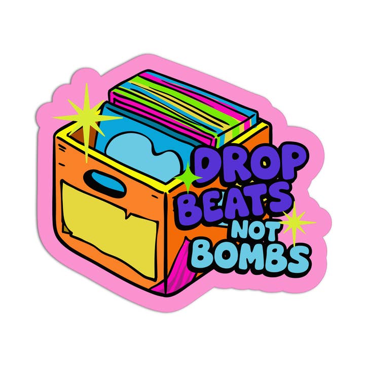 Drop Beats DJ Set Textured Stickers for wholesale by Girls Printing House