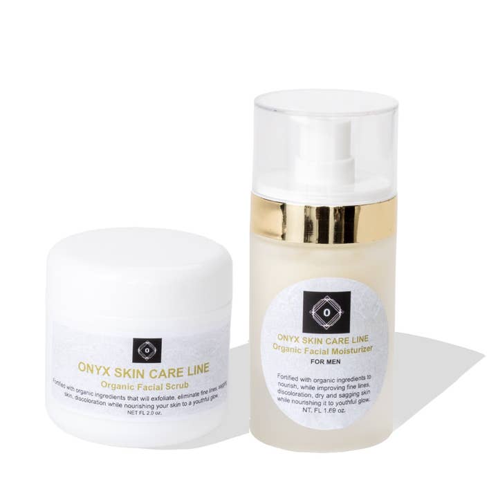 Two-Step Facial Scrub and Moisturizer for Men for wholesale by Onyx Skin Care Line