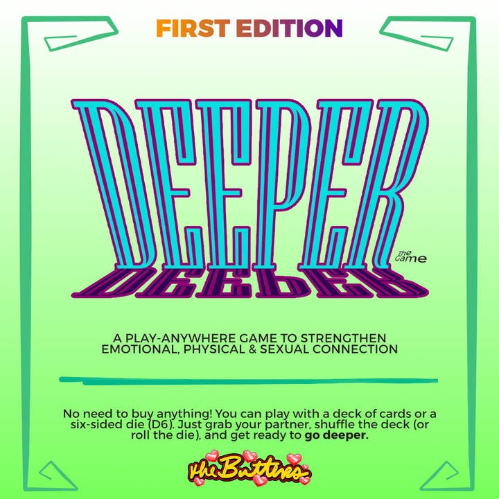 DEEPER - Il Gioco: Set Base - Il Gioco Definitivo per Conversazioni Profonde, Intimità Fisica e Connessione Giocosa per la vendita all'ingrosso da parte di The Butters Hygienics Co.