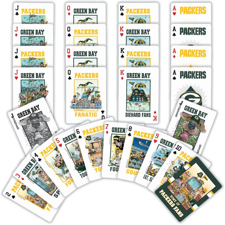 Masterpieces Puzzles - Vente Jeu de cartes - Jeu de cartes Green Bay Packers Fan Deck - Jeu de 54 cartes1