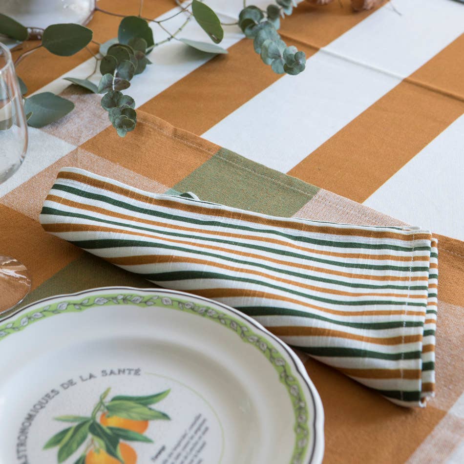 Mahe Homeware - Venta al por mayor Servilletas de tela - Servilleta a rayas Ginger de algodón 45 x 45 cm3