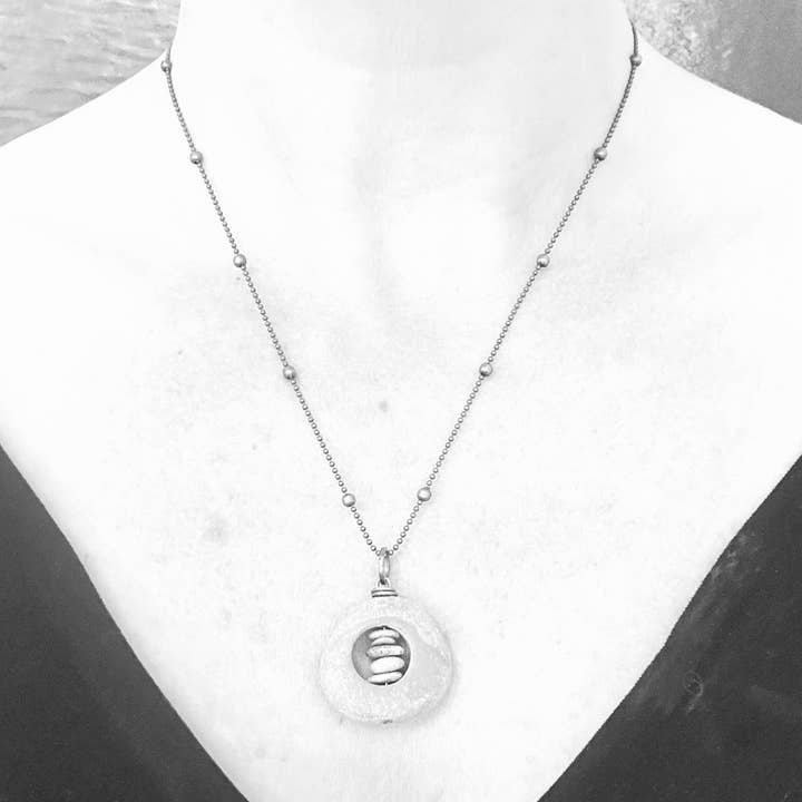 Suzanna Garrett Designs - Wholesale Pendant/Charm Necklace - Brass Short Cored River Stone Stack