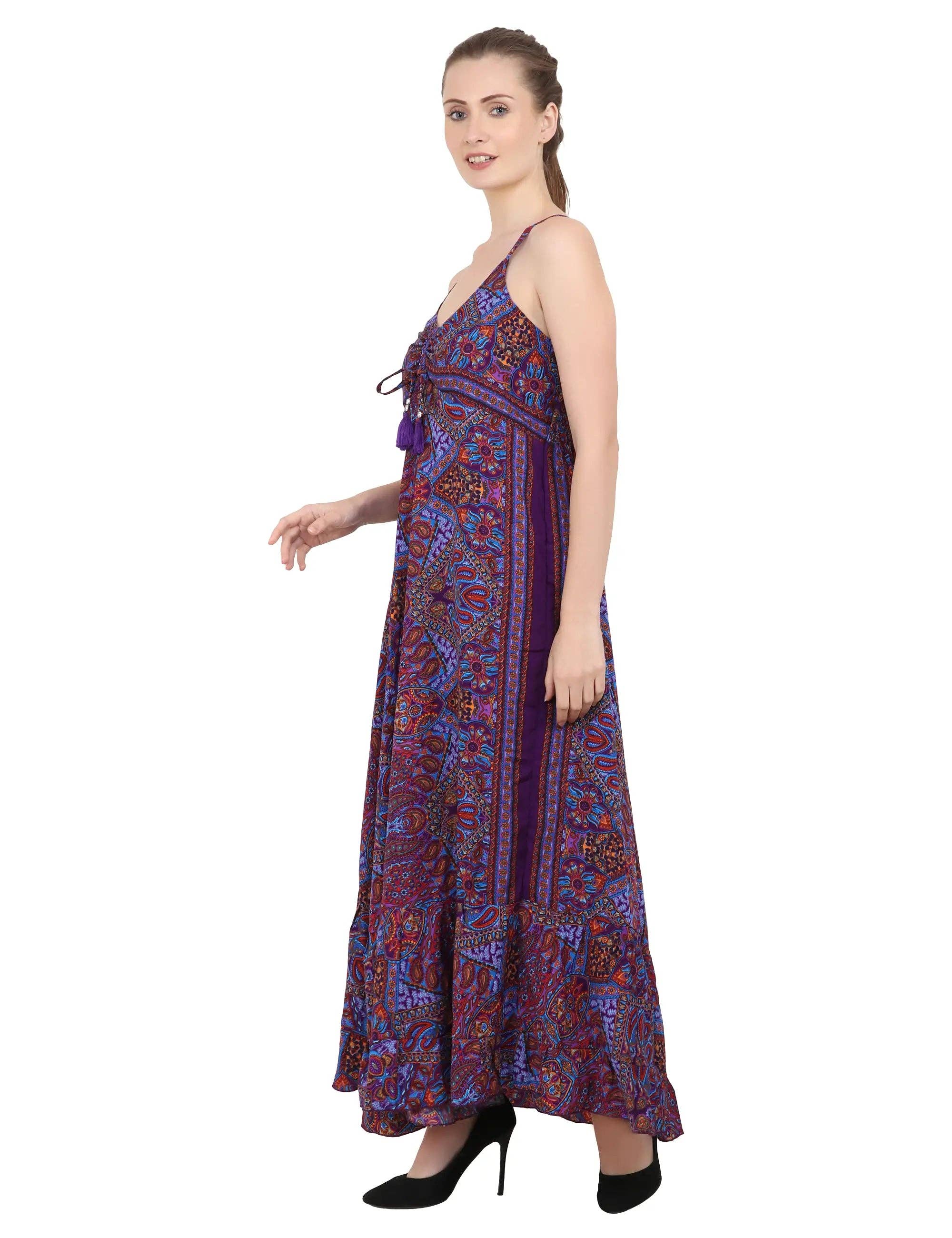 Miss Lavish London – wholesale Dress – Women's – Women Casual Boho Style Maxi Dresses in Two Sizes (P82)1