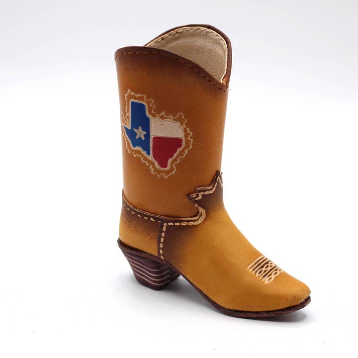 Botas de cowboy em pele Suporte para canetas com mapa do Texas estilo ocidental por atacado de Sunflower Handmade leather inc